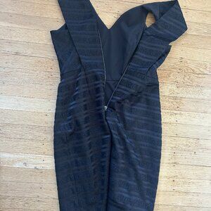 VINTAGE BADGLEY MISCHKA black and black glitter cocktail dress, size 6